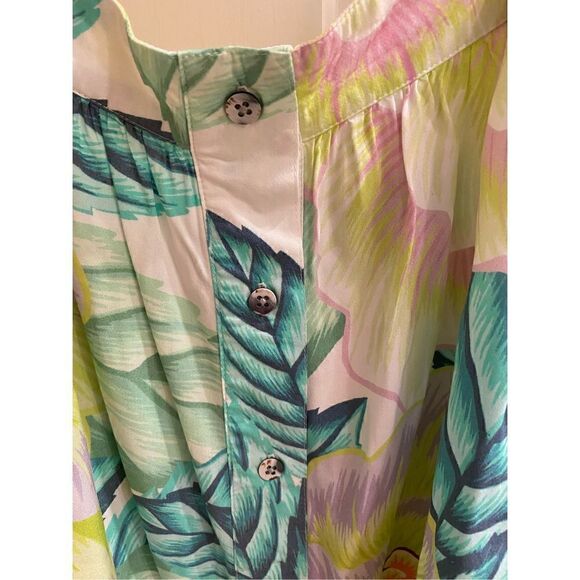 Mara Hoffman Button Front Tank in Flora Stone Small - Picture 3 of 7